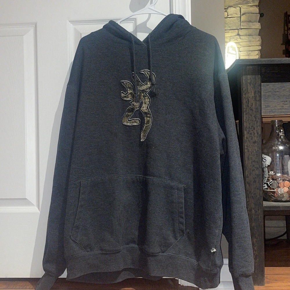Warm hoodie, camo inside the hood.